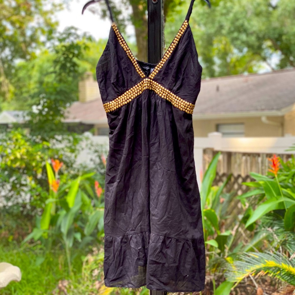 Beach cover up w gold embellishments!